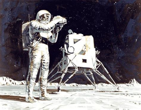 A Future Apollo Astronaut On The Moon In 1960s Concept Art Showing A