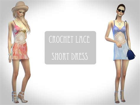 Crochet Lace Short Dress Sims 4 Female Clothes