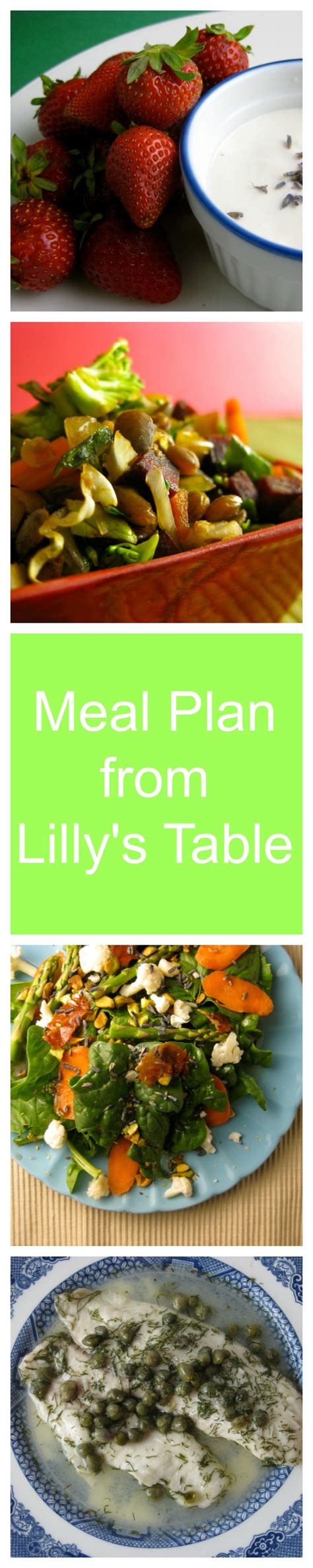 lilly s table spring meal plan features a lavender spring salad chopped vegetables lentils