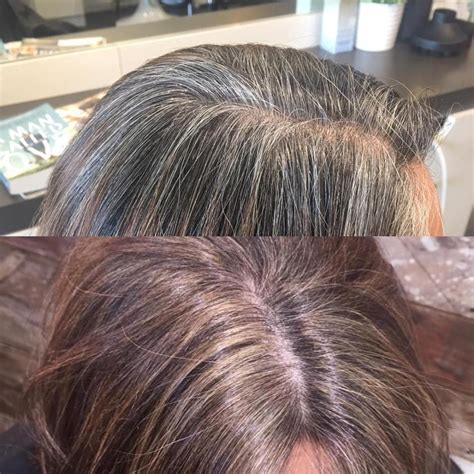 5 Ideas For Blending Gray Hair With Highlights And Lowlights Grey Hair Coverage Gray Hair