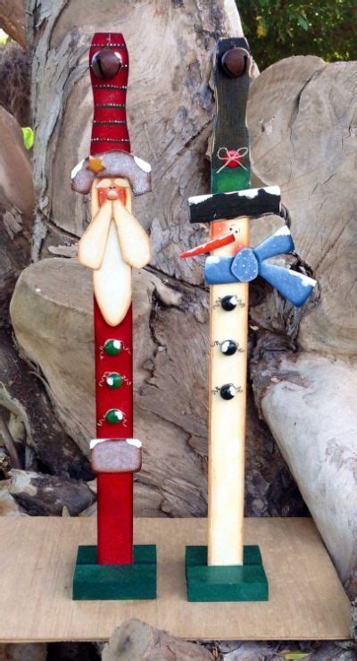 Santa And Snowman Paint Stick Decorations Christmas Wood Crafts