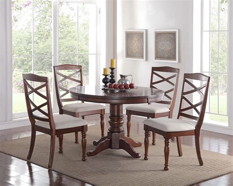 New Modern 5p Set Kitchen Dining Room Round Cherry Dining Table Cushion