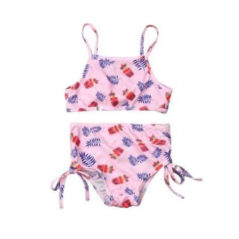 2 7years Toddler Kids Baby Girls 2pcs Swimwear Floral Bikini Swimsuit