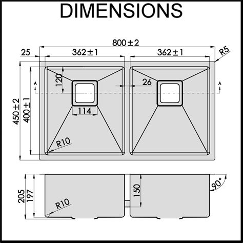 Still, most suitable faucet hole size can be called standard size. Stainless Steel Kitchen Sink - Double bowl - 1.5mm ...