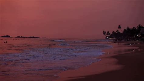 Hikkaduwa Sri Lanka February 2014 View Of Hikkaduwa Beach At Sunset