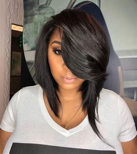 asymmetrical black bob hairstyle in 2020 bob hairstyles hair styles black women hairstyles