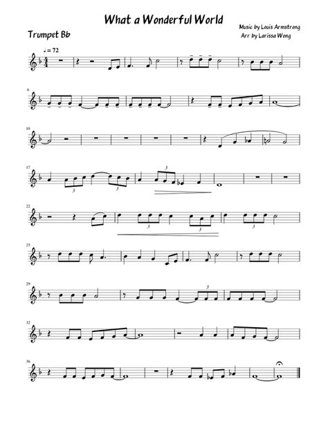 What A Wonderful World Trumpet Bb Sheet Music For Trumpet In B Flat