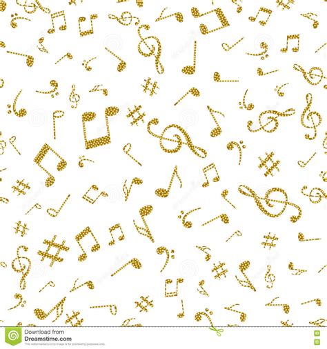 Abstract Music Golden Notes Seamless Pattern Background Vector
