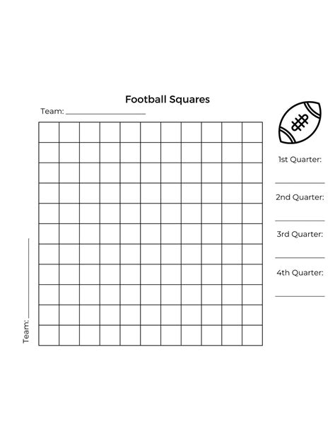 Printable Football Game Squares Super Bowl Party Game Etsy Canada