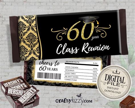 60 Year Class Reunion Candy Wrapper 60th High School Reunion Party