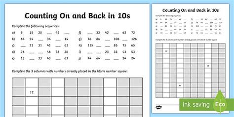 Forward And Backward Counting Worksheet Twinkl Maths