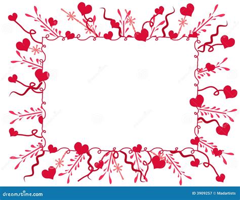 Decorative Valentine Hearts Frame Or Border Stock Illustration