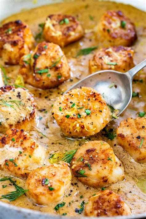 Pan Seared Scallops With Lemon Garlic Sauce Recipe Seafood Dinner