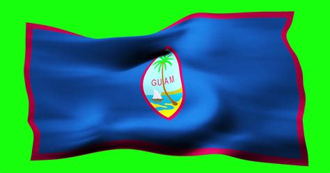 Flag Of Guam Realistic Waving On Green Screen Seamless Loop Animation