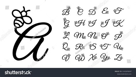 Bee Alphabet Letters Monogram Font Initial Stock Vector Royalty Free