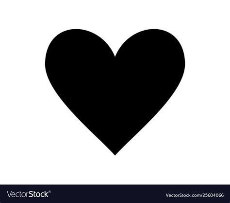 Love Heart Vector Icon Black Silhouette Isolated On White Background