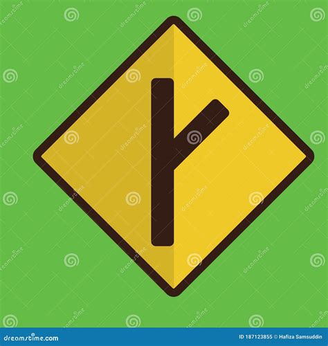 Right Y Intersection Road Sign Vector Illustration Decorative Design