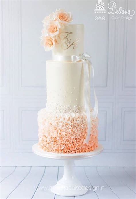 Peach Wedding Cake With Flowers Telegraph