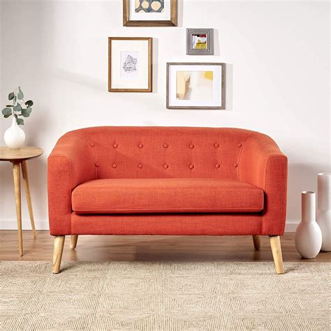 Curved Sofa For Small Space Orange Mid Century Modern Cocuh Rounded
