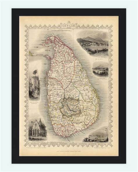 Old Map Of Sri Lanka Old Ceylon 1851 Vintage Map Old Map Map