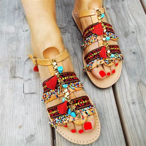 70 Summer Sales Bohemian Greek Sandals Ankle Strap Sandals Etsy Sandales Bohèmes Talons