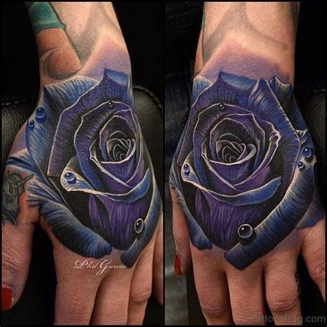 30 Fantastic Blue Rose Tattoos On Hand Tattoo Designs