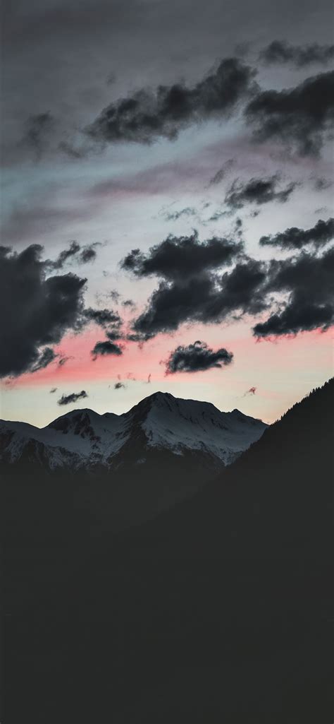 Silhouette Of Mountain Under Cloudy Sky Iphone 11 Wallpapers Free Download