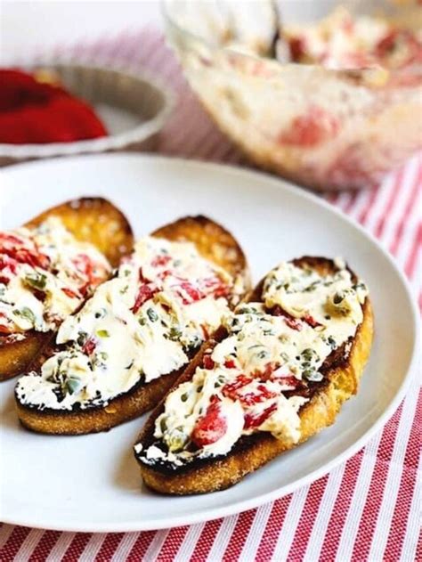 Goat Cheese Crostini With Capers And Red Pepper • Keeping It Simple Blog
