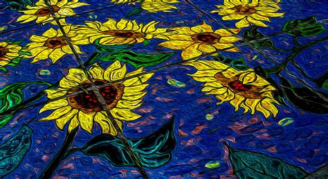 Sunflower Tiled Oil Painting Photograph By Michael Moriarty Pixels
