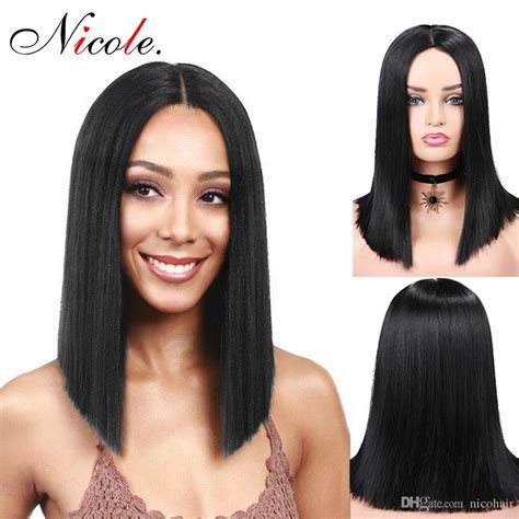 Nicole African American Bob Wigs Short Shoulder Length 14 Inch Black