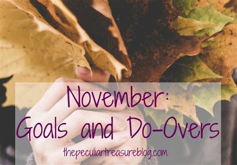The Peculiar Treasure November Goals And Do Overs
