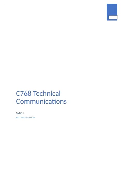 It C768 Technical Communications Task 1 With Complete Solutions Adn