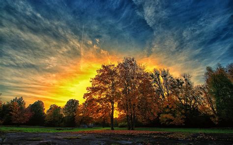 Wallpaper Sunlight Landscape Fall Sunset Nature Reflection