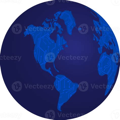 Modern Technology World Map Globe Crop Out 15328299 Png