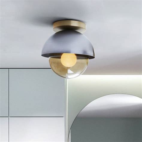 Crystal graniglia frame finish : Metal Dome Flush Ceiling Light Postmodern 1-Light Grey ...