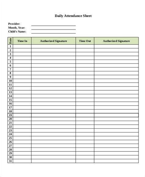 13 Attendance Sign In Sheet Templates Free Sample Example Format