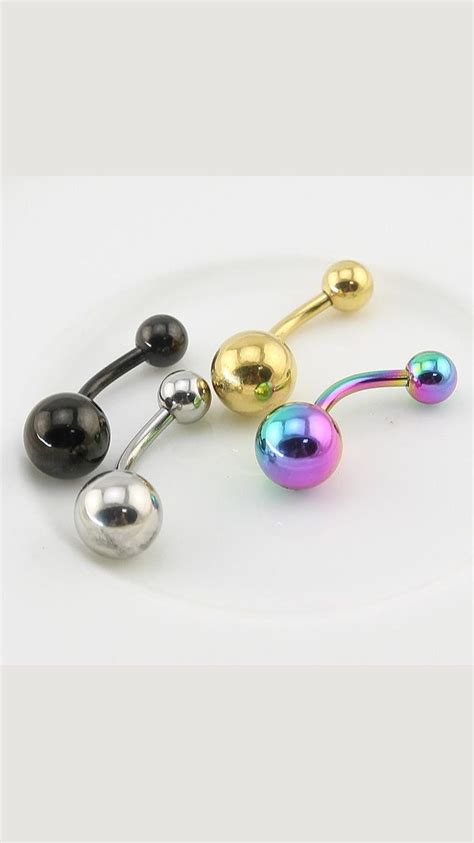 14g High Shine Double Ball Belly Piercing Ring Cute Stainless Steel