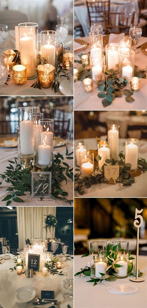 20 Simple And Chic Wedding Centerpieces With Candles Oh The Wedding Day