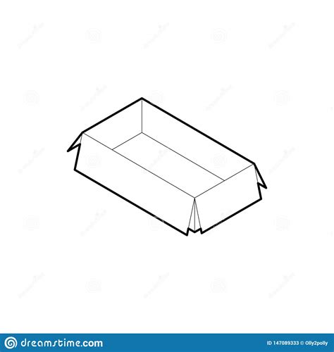 Cardboard Box Outline Icon Isometric Outline Vector Isolated On White