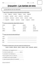 Familles de mots  CE2  Exercice évaluation révision leçon, pdf à imprimer