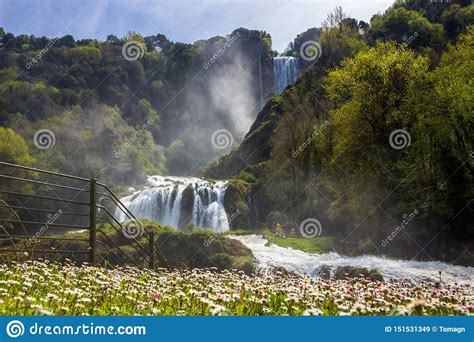 Marmore Waterfalls And Swift River In Umbria Stock Image Image Of