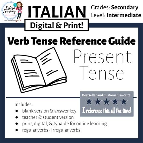 Italian Present Tense Booklet Esteem Learning Llc