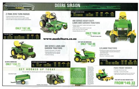 John Deere Lt Series Lawn Tractors Brochure 2001 New Zealand Editions