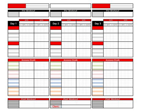 Personal Training Program Template Excel