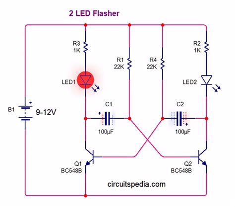 Flashing Led Using Timer Circuit Diagram