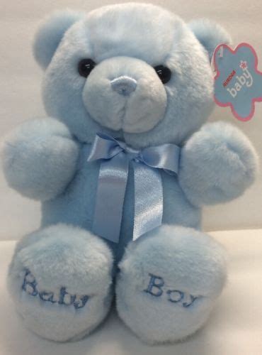 10 034 Aurora Baby Boy Blue Teddy Bear Stuffed Plush Animal Blue