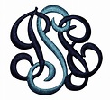 ID 8829 Blue Fancy Cursive Script Symbol Embroidered Iron On