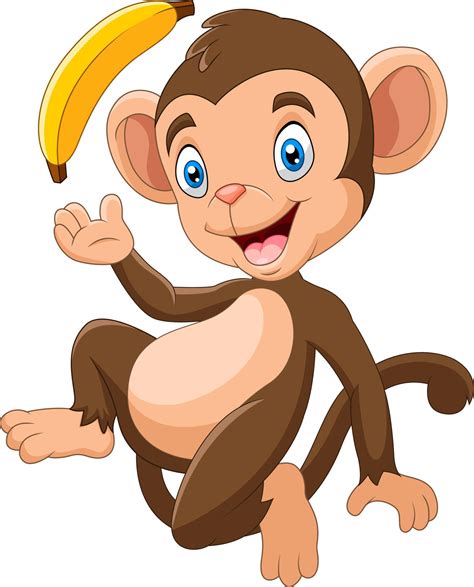 Cartoon Funny Monkey Holding Banana 12809513 Vector Art At Vecteezy