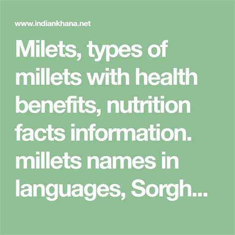 Milets Types Of Millets With Health Benefits Nutrition Facts