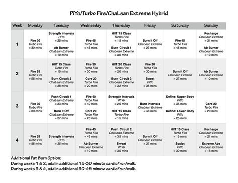 Printable Piyo Calendar And Workout Schedule Artofit